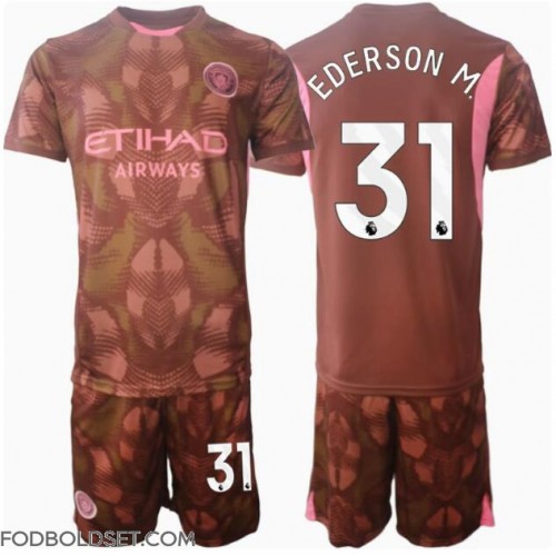 Manchester City Ederson Moraes #31 Målmand Hjemme Trøje Børn 2024-25 Kortærmet (+ Korte bukser)